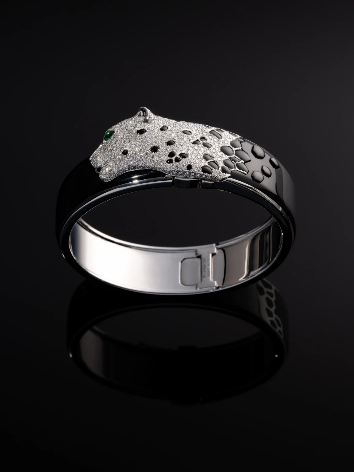 Cartier Panther bangle with pavé diamonds and black onyx spots